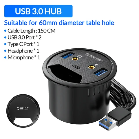 ORICO Desktop Scommet USB 3.0 Hub com fone de ouvido porta de microfone Tipo de cartão de cartão Card OTG Splitter para acessórios para laptop