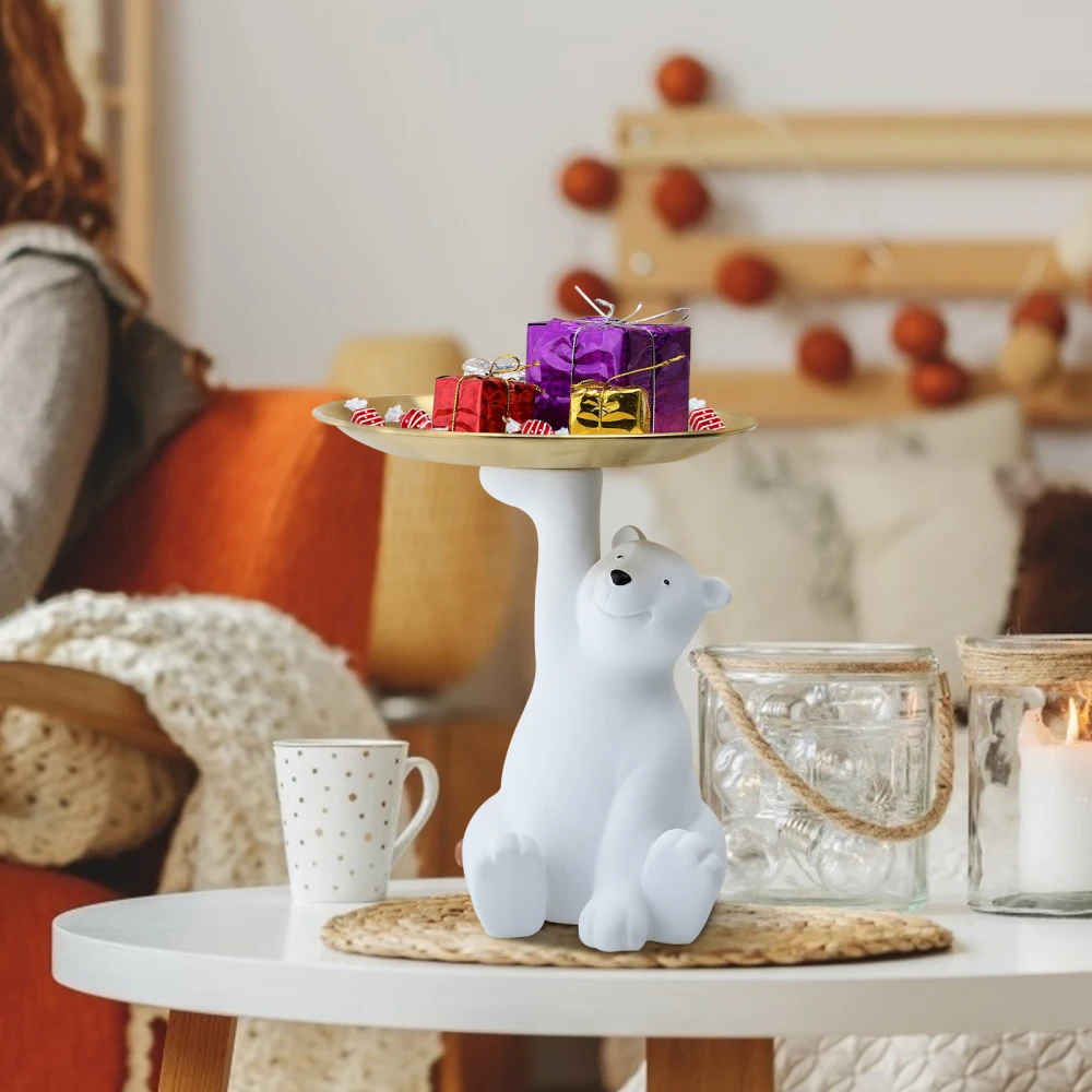 Поднос для хранения ключей фигурки медведя украшение дома из смолы креативные