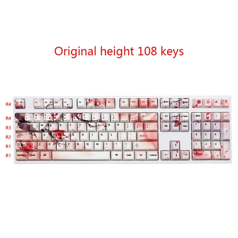 

108 Keys/set OEM Profile Keycap PBT Dye Sublimation Key for Mechanical Keyboard MX DZ60 / GK64 Pink Pattern