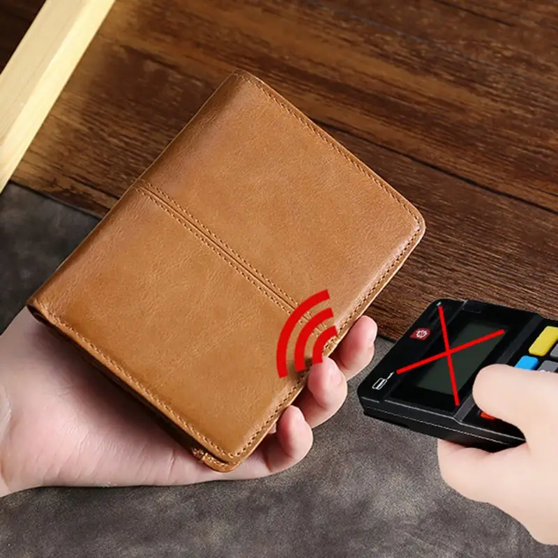 Мужской кошелек из натуральной кожи с блокировкой RFID, карманный кредитный держатель для карт, деловой клатч, кошелек высокого качества