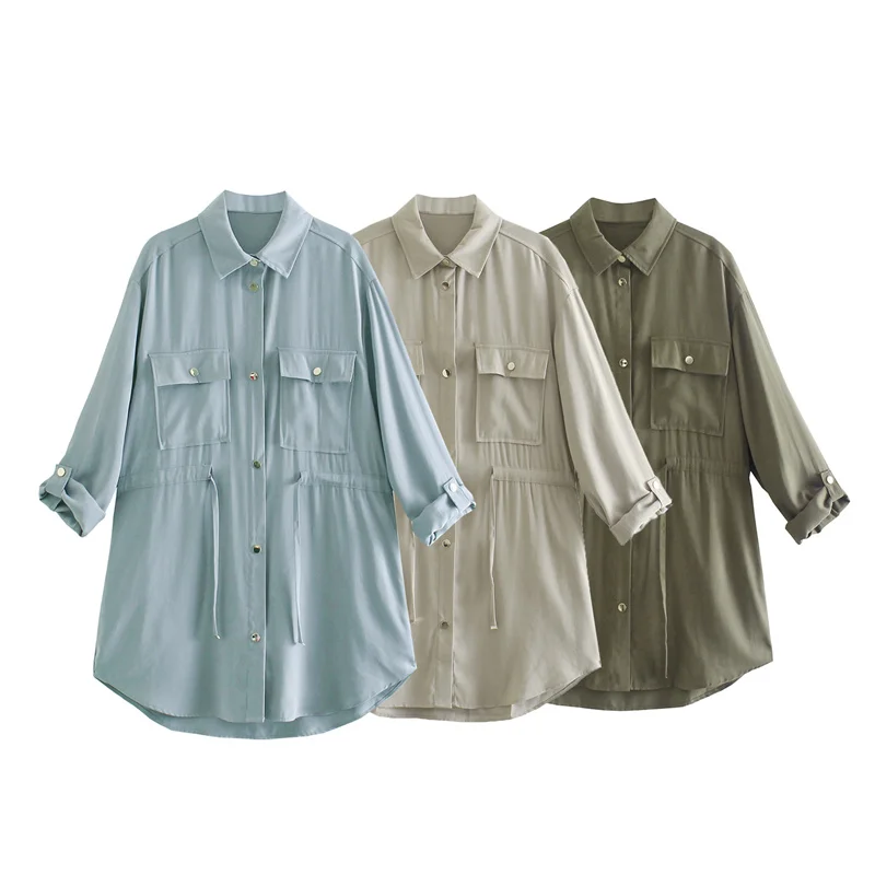 

PUWD Causal Women Turn-down Collar Oversize Jackets 2021 Summer Fashion Ladies Single Breasted Loose Coat Girl Streetwear Jacket