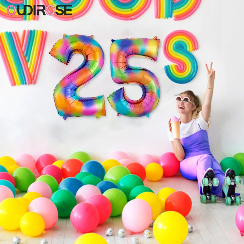 40 дюймов радужные цифры алюминиевые фольгированные шары украшение для дня