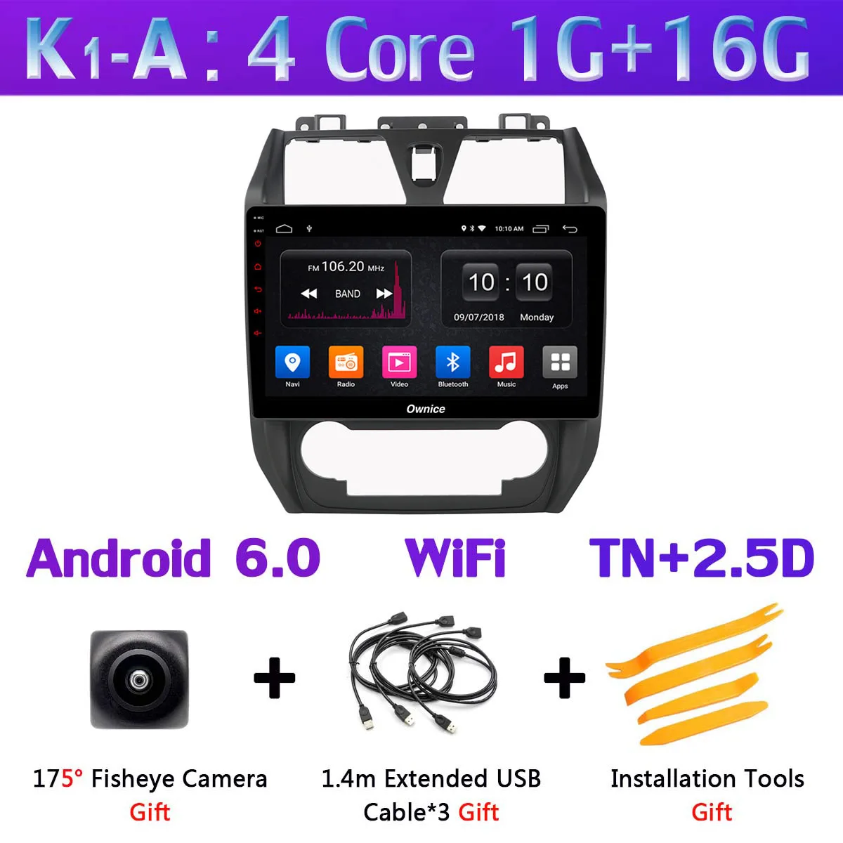 K1-A Ownice 10," K1 K3 K5 K6 автомобильный dvd-плеер для Geely Emgrand EC7 EC715 EC7-RV EC718 2012- радио gps CarPlay DSP 360 ° панорамный - Цвет: K1-A