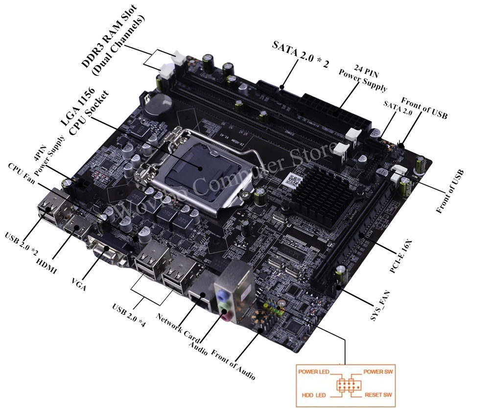 Материнская плата H55 LGA 1156 DDR3 память для Intel LGA1156 десктопная материнская I3 I5 I7 Xeon x3470