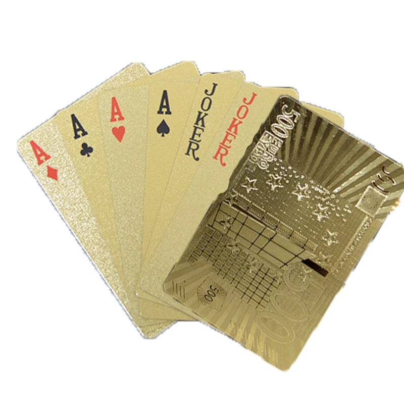 24K золотые игральные карты покер игра палуба Золотая фольга набор пластиковые