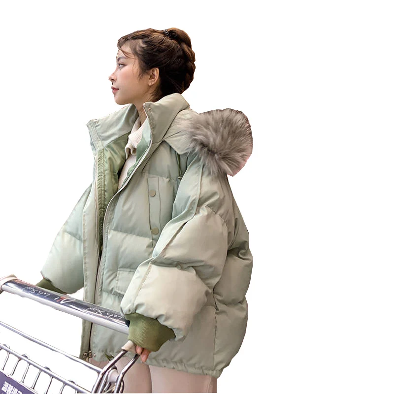 Зимние куртки женские и повседневные пальто толстый меховой воротник пуховая