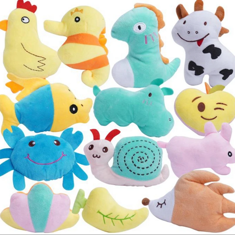 

13PC/Lot Dog Cat Plush Squeak Sound Dog Toys Funny Fleece Durability Chew Molar Toy Fit for Small Pets Cute Animals Shape Toy