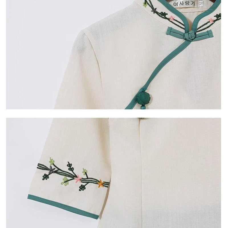 Женский костюм с вышивкой Hanfu топ воротником-стойкой и юбка в китайском стиле из