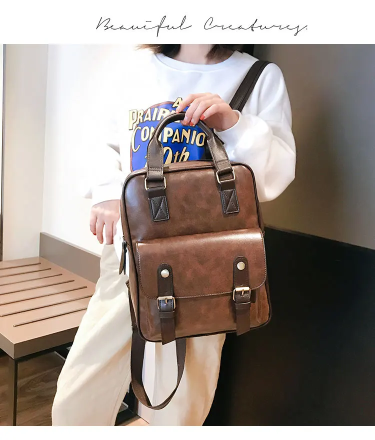 mochila feminina, школьные сумки с защитой от кражи, водонепроницаемые, для путешествий, для ноутбука, коричневый кожаный большой рюкзак для женщин, корейский дизайн