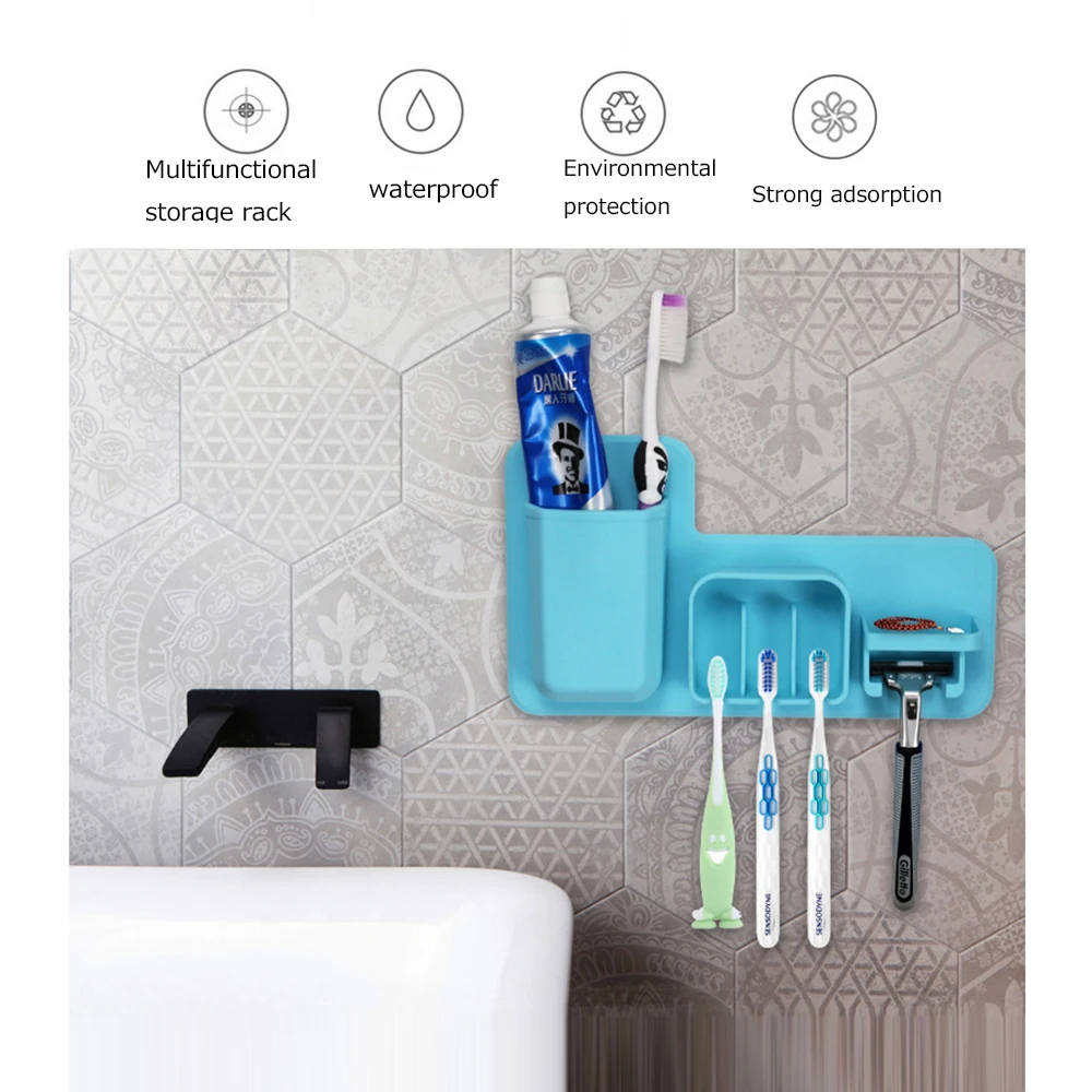 

Silicone wall-mounted toothbrush holder, wall-mounted storage rack, shaver holder, toothbrush storage rack, bathroom accessories