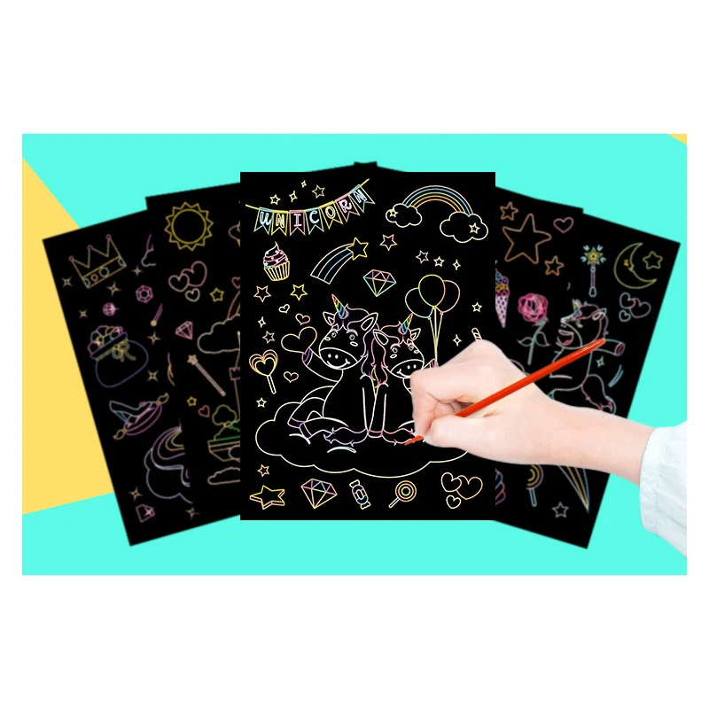 1 комплект Magic Цвет Радуга (динозавр/Единорог PirateCartoon скретч-бумага для живописи