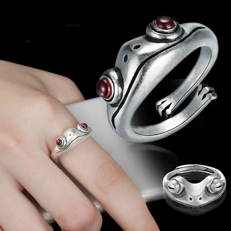 

Wgoud Cute Animal Frog Adjustable Finger Ring For Women Men Vintage Punk Creative Animal Figure Ring Craft souvenirs