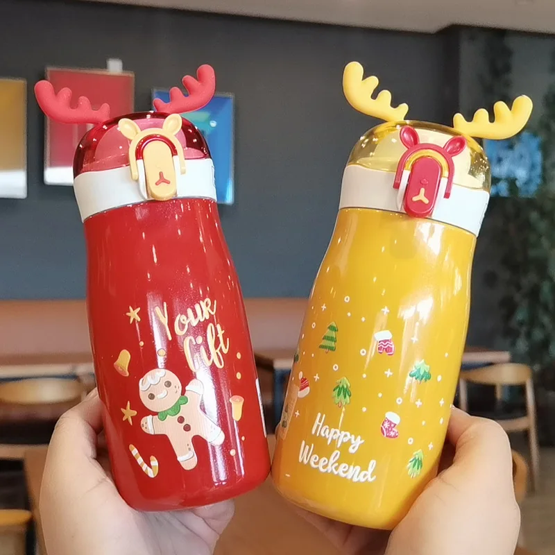 

Simple and cute new antlers Christmas mug Fashion trend student girl heart water cup portable handy cup