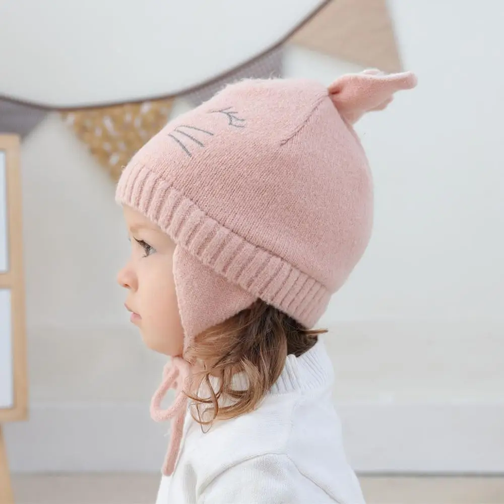 Новинка 2019 Детские осенне-зимние шапки с вертикальными ушками и мигающим