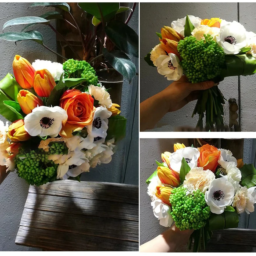 Искусственные цветы для свадебного букета 11 шт./Лот 50 см|Искусственные и сухие