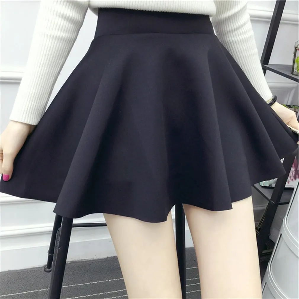 Женская плиссированная мини-юбка однотонная эластичная юбка выше колен с