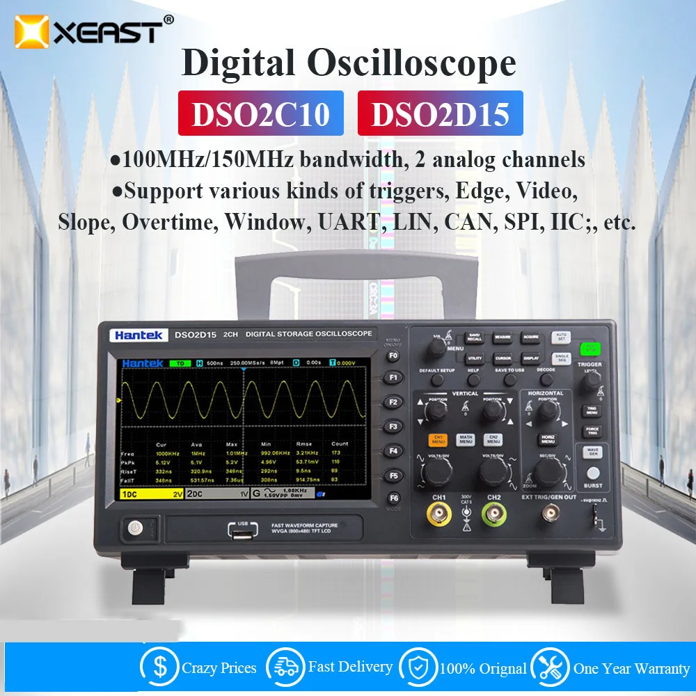 

Hantai Hantek Signal Generation Oscilloscope DSO2C10 2D10 Dual-Channel Digital Storage Oscilloscope 100M