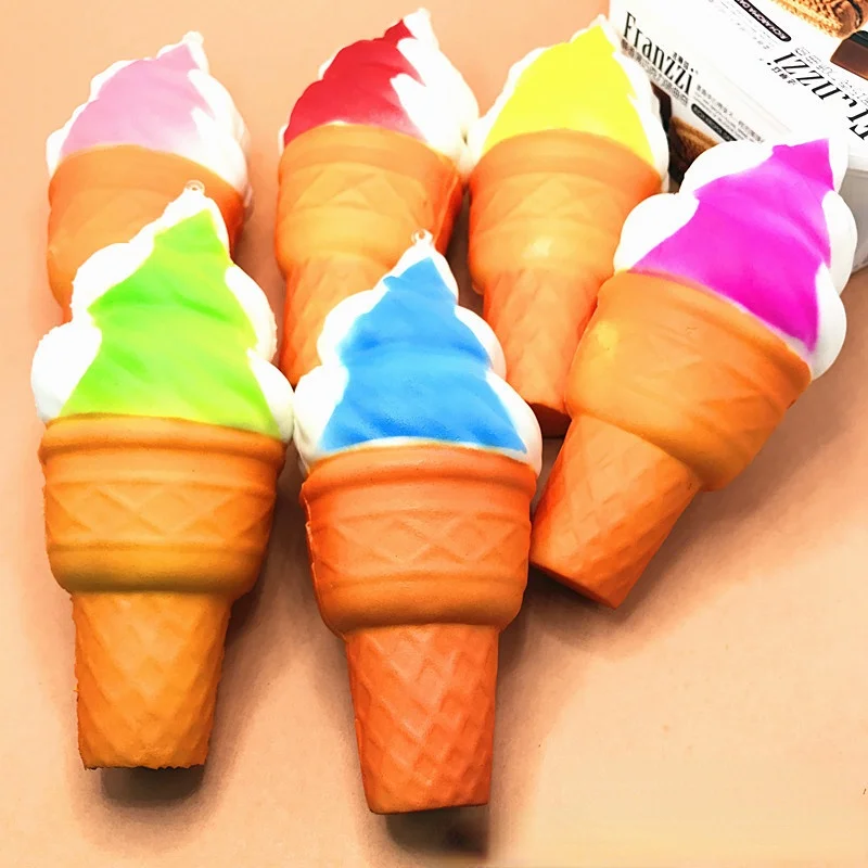 

NEW 1pcs Cute Ice Cream Simulation Squishy Colorful Cake Slow Rising Cellphone Straps kawaii Bread Toys Wipes Anti-stress