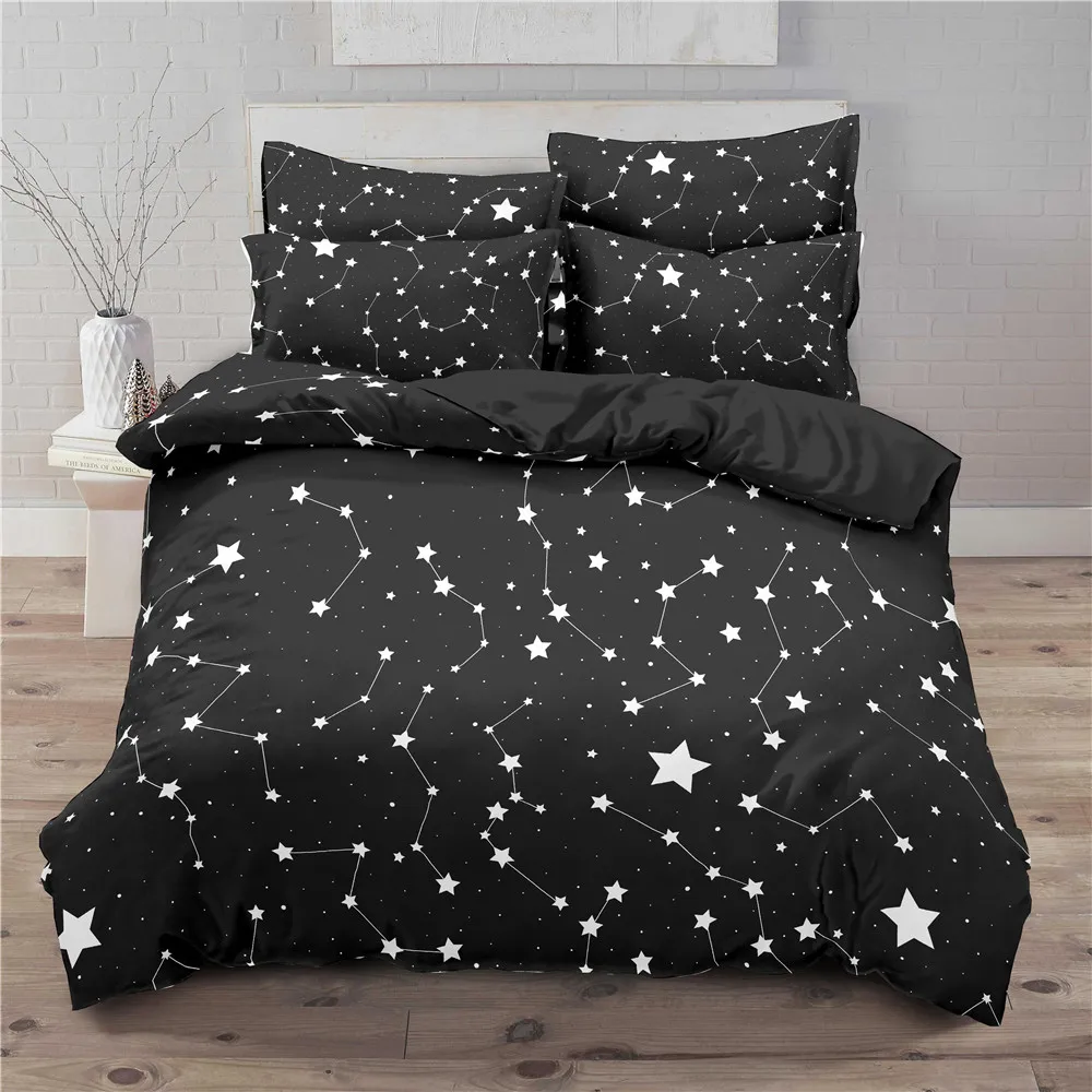 

New Star Bedding Set 3D Printed Starry Universe Galaxy Soft Comforter Cover Pillowcase Duvet Cover Adult Kids Bedclothes