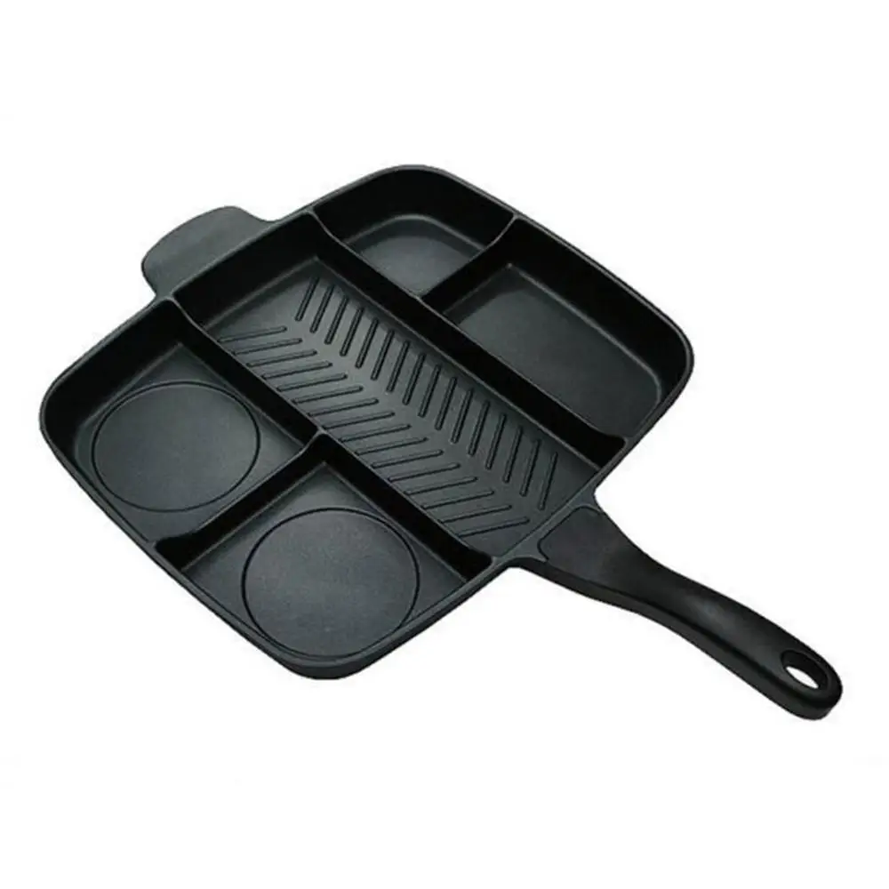 

5 In 1 Non-stick Frying Pan Aluminum Alloy Smoke-free Divided Grill Pan Baking Pancake Cooking Utensils for Breakfast