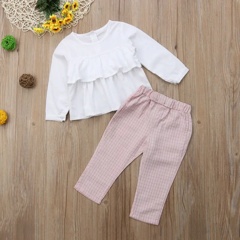2018 новая осенняя одежда для маленьких девочек 2 предмета белые футболки с