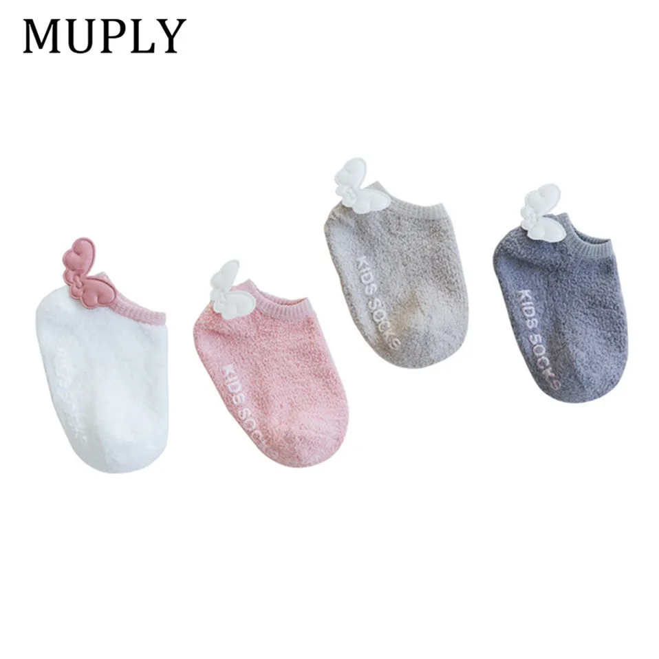Детские Нескользящие носки для новорожденных девочек флисовые короткие тапочки