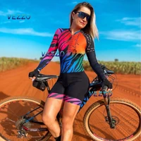 new listing 21 vezzo high quality macaquinho ciclismo feminino cycling jersey summer long sleeved jumpsuit suit triathlon 9d gel