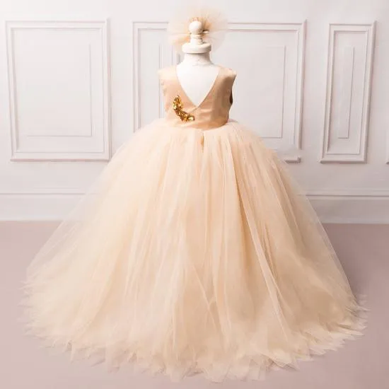 Infant Girl Clothes Sequined Champagne Tulle Baptism Dress Baby Girls Party Gown Princess Ceremony Infant 1 Year Birthday Dress enlarge