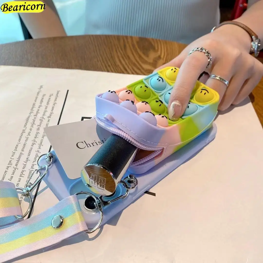 Coin Purses Pop Case For Xiaomi Redmi 4A 4X 5 5A 6 6A 7A 8A 9 9A 9i 9C 9T K20 K30i K30s K40 Pro Plus Hearts Bubble Wallet Cover