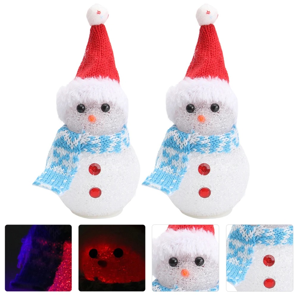 

2PCS Xmas Snowman Luminous Toys LED Light Colorful Christmas Theme Night Lamps