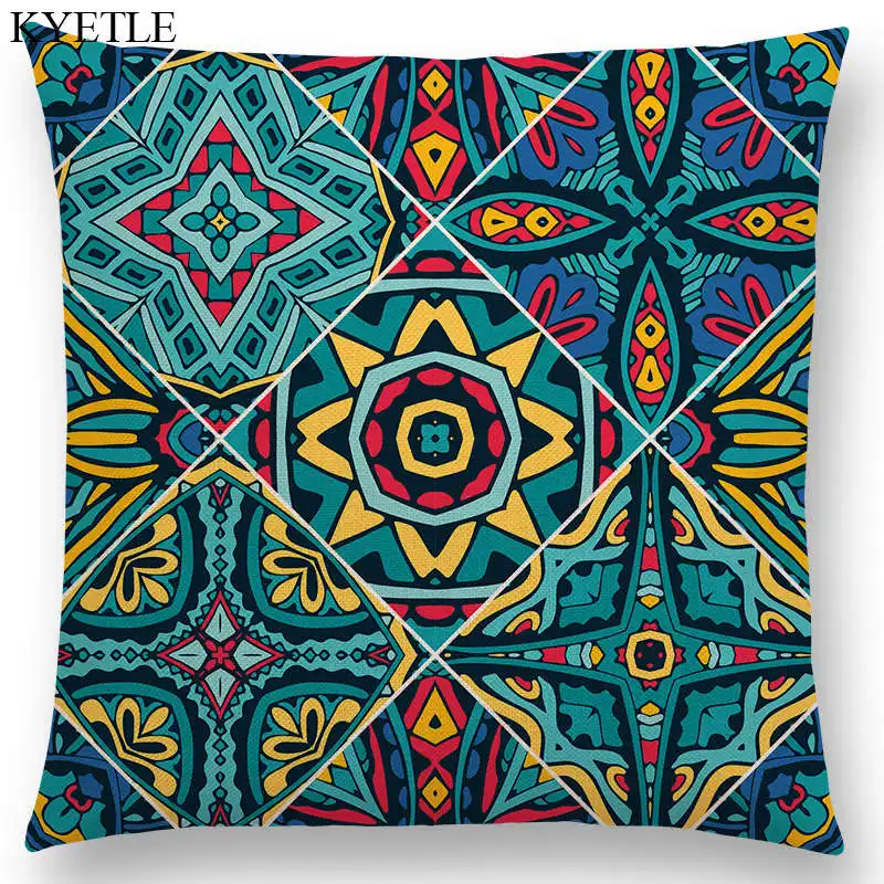 Boho Paisley Mandala Decorative Pattern Flower Plants National Style Geometry Leaf Beautiful Cushion Cover Nice Pillow Case | Дом и сад