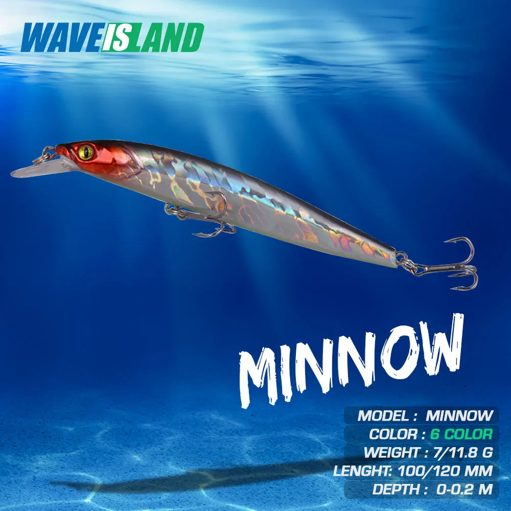

WAVEISLAND Minnow Fishing Lure Mino Floating Bait 7g 11.8g Wobbler Pesca Saltwater Isca Artificial Lures Tackle For Trout Fish