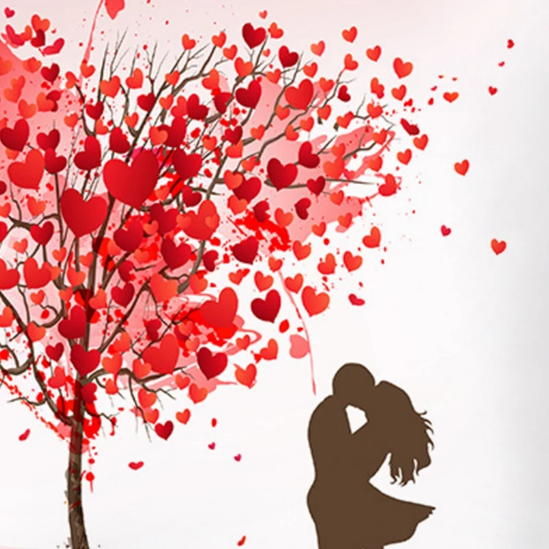 

Cartoon Trees Love Heart Cushion Cover Lovers Wedding Party Decorative Pillowcase