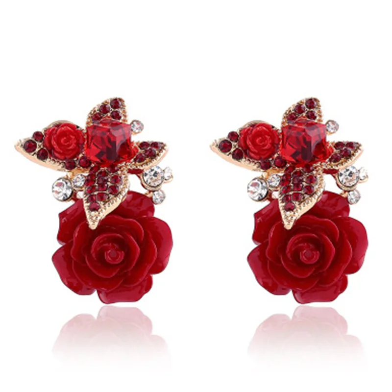 

Vintage Resin Flower Earrings for Women Exquisite Rhinestone Butterfly Stud Earrings Fashion Jewelry