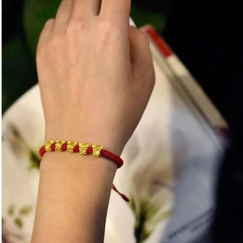 2020 New Year Mascot Golden Mouse Charm Five Fortunes Bracelets Attract Wealth Lucky Kabbalah Red String Bracelet Unisex | Украшения и