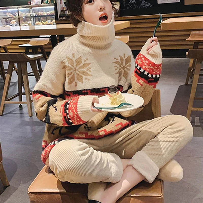 Рождественский женский свитер 2019 пуловер с принтом лося свитера осенне-зимние