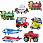 Мультяшные воздушные шары, полицейский автомобиль, грузовик, поезд, самолет, фотофольгированные шары, сделай сам, украшения для 1-го дня рождения, детская игрушка в подарок