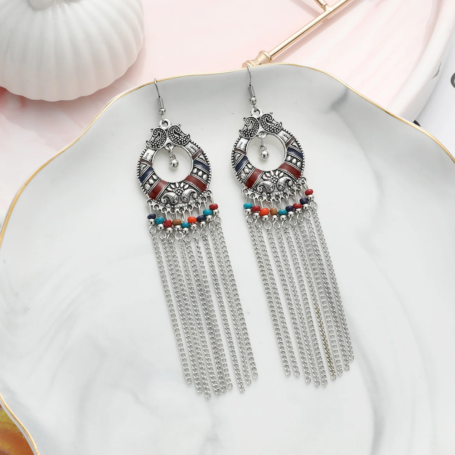 

Fashionable Bohemia Hot Sale Long alloy chain tassel earrings Retro ethnic style earrings earrings ladies gifts