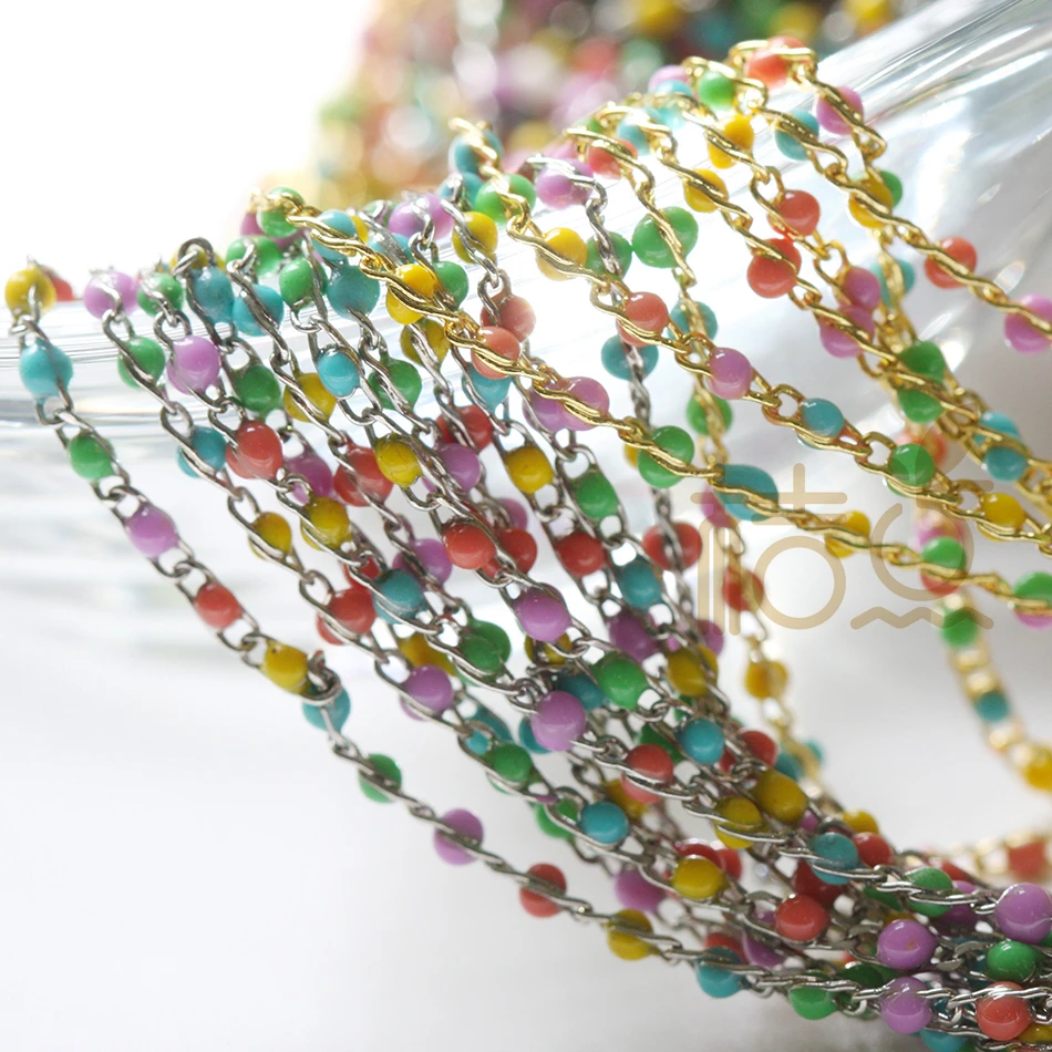 

One Meter Hand Enamelled Waved Oval Chain-2mm