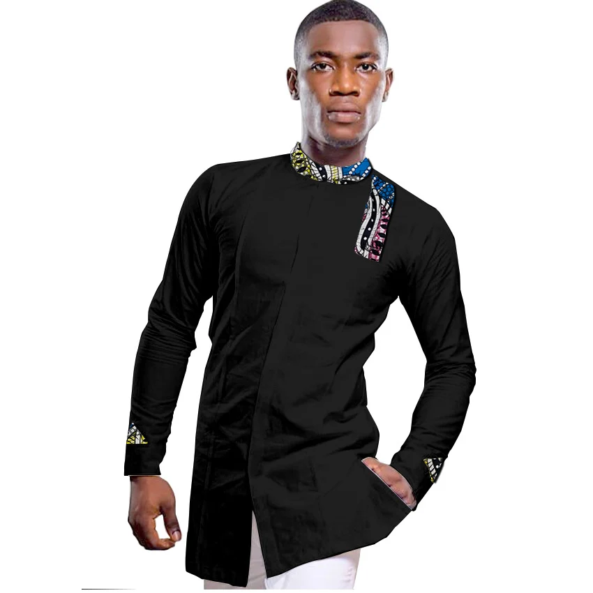 Мужская рубашка в африканском стиле с принтом и воротником стойкой Дашики