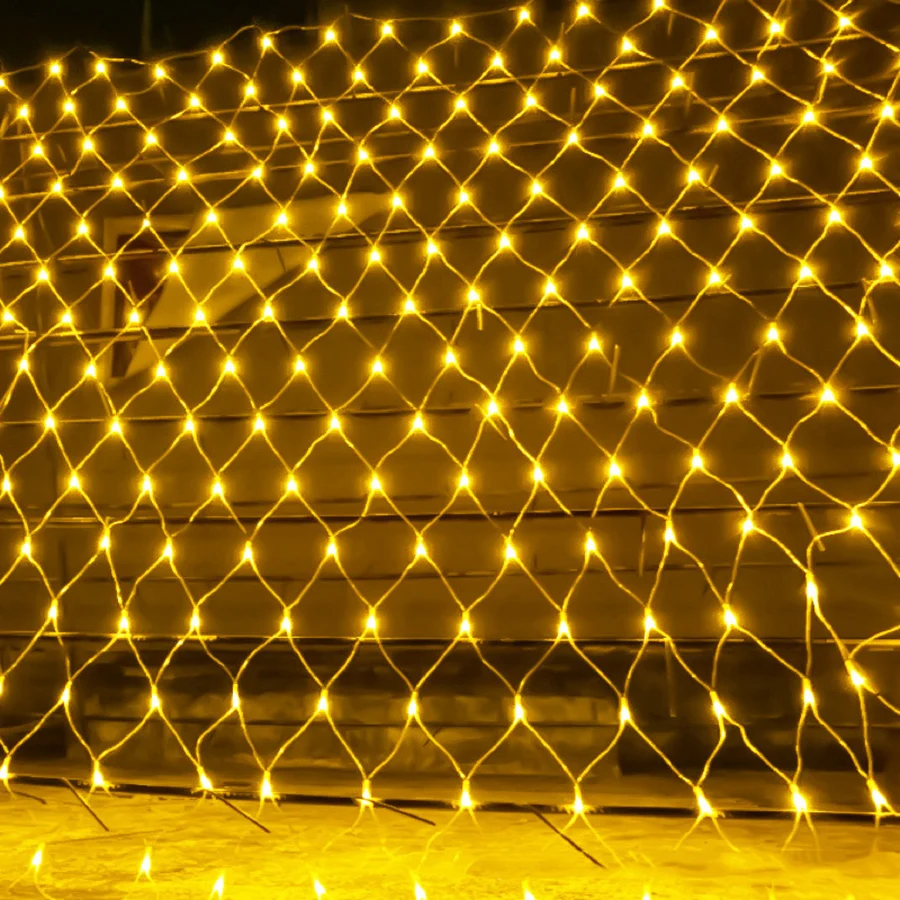 3x 2 متر شبكة تعمل بمصابيح LED شبكة الجنية سلسلة ضوء في الهواء الطلق المشهد نافذة الستار عيد الميلاد حفل زفاف عطلة الديكور ضوء جارلاند