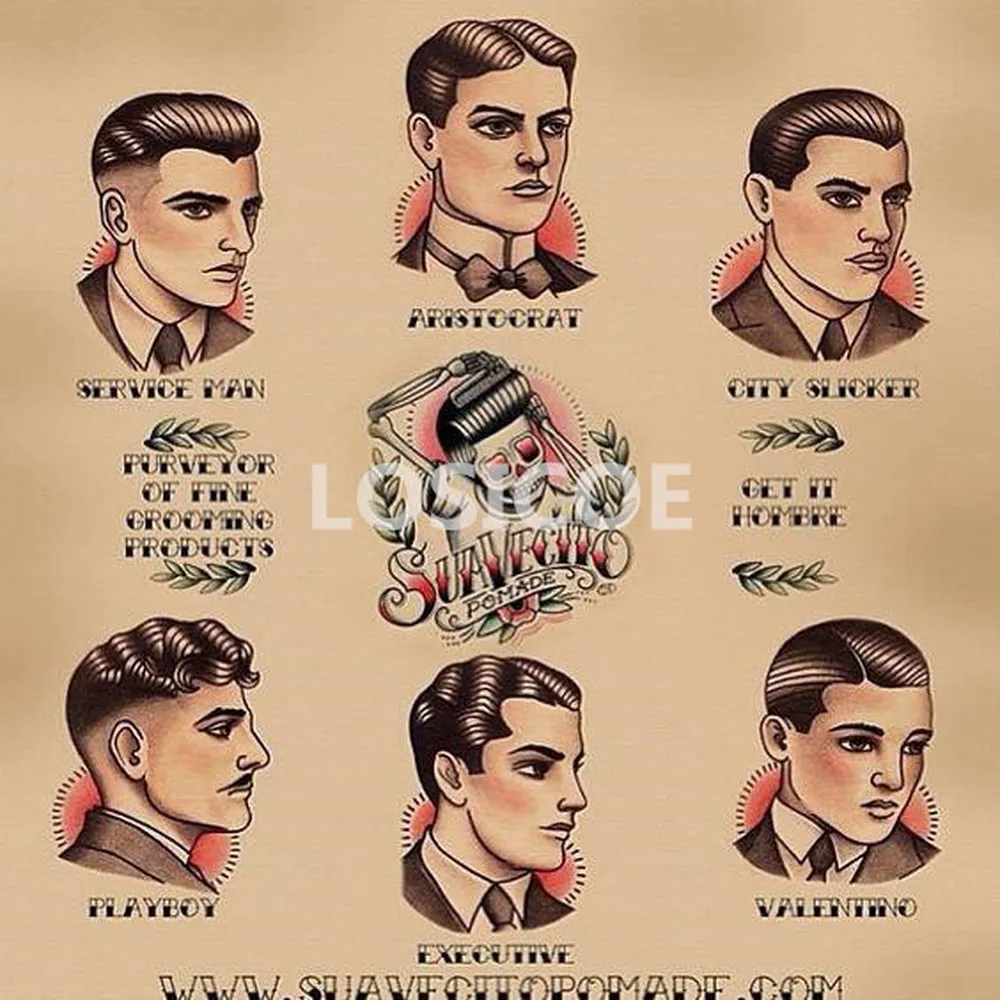 Винтажные плакаты с рисунком и татуировками для парикмахеров крафт-бумага