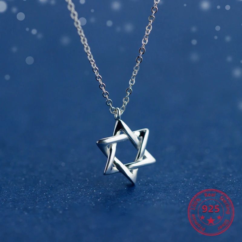 Минимализм серебро 925 пробы модные милые полые ожерелья с шестью звездами