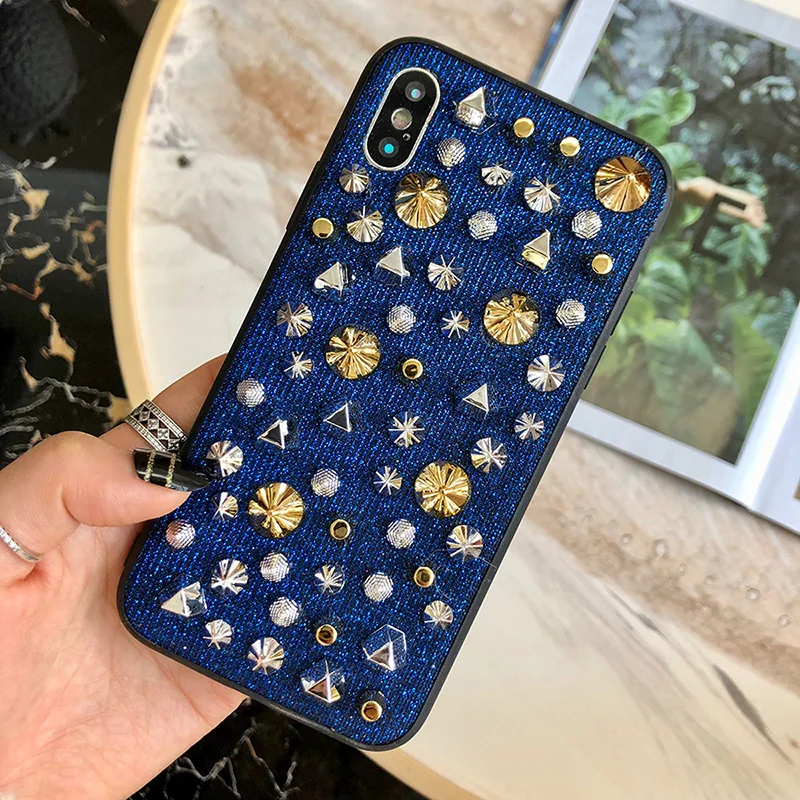 

Glitter Rivet wire drawing case for iphone 11 11pro 11promax xsmax 7 8plus xr soft tpu back cover cases for girls