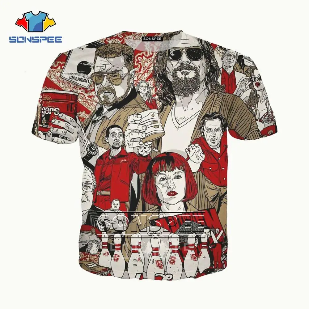 7 SONSPEE The Big Lebowski Harajuku 3D печатных мужчин и женщин одежда Хип Хоп футболка унисекс короткий рукав Уличная пуловер XK117c - Цвет: 7