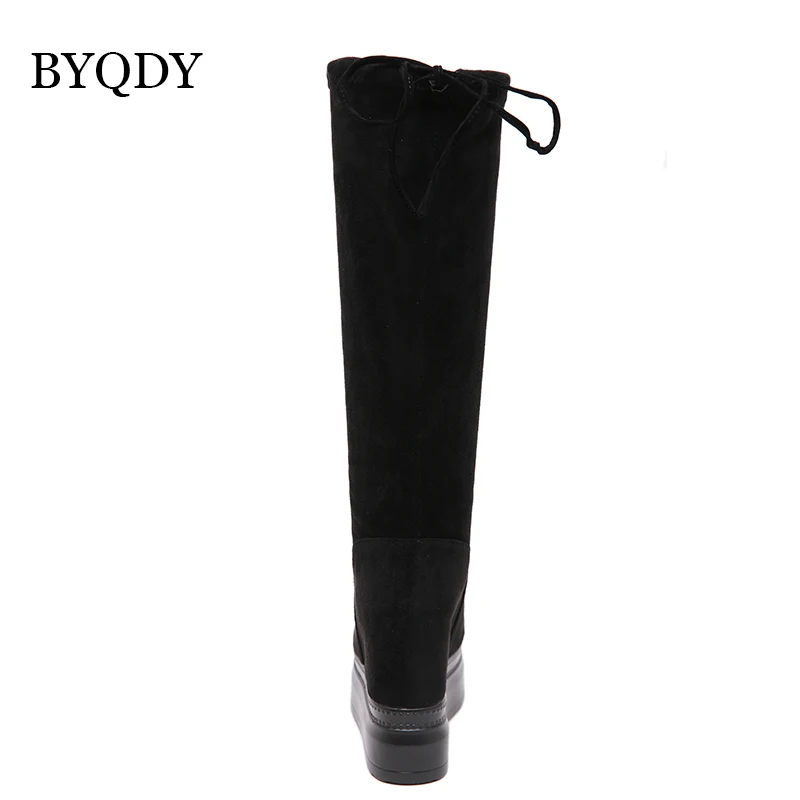 BYQDY Fashion Autumn Knee-High Heels Boots Woman Height Increasing Lady Daily Dress For Mother Shoes Size 34-39 Discount | Обувь