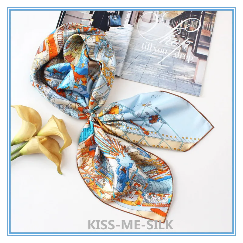 

KMS Legend of Pegasus Shawl Twill Silk Square Scarf Mulberry-Silk Scarf Shawl for Women 90*90CM/50G