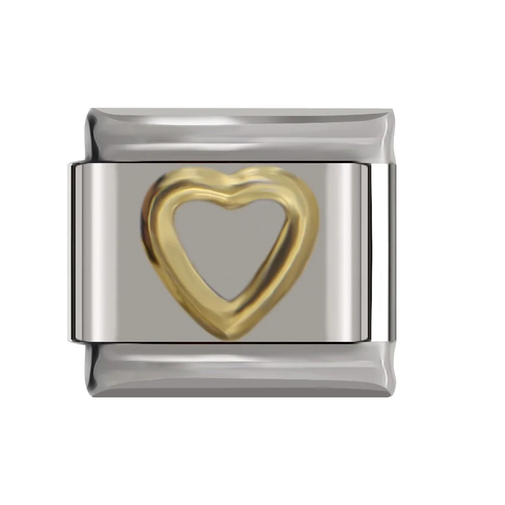 Hollw Out Heart Hapiship 9 мм ширина Маргаритка Сердце цветок бабочка крест зеленый браслет с итальянскими подвесками нержавеющая сталь ювелирных изделий DJ01 - Окраска металла: Hollw Out Heart