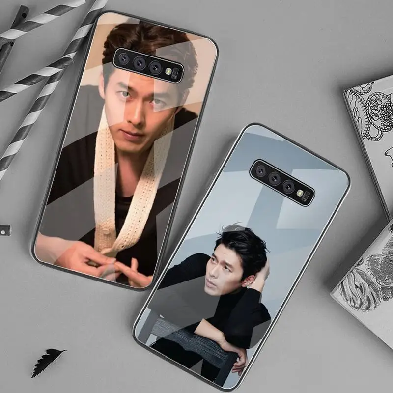 

YJZFDYRM Kpop Star hyun bin Phone Case Cover Tempered Glass For Samsung S20 Plus S7 S8 S9 S10 Plus Note 8 9 10 Plus