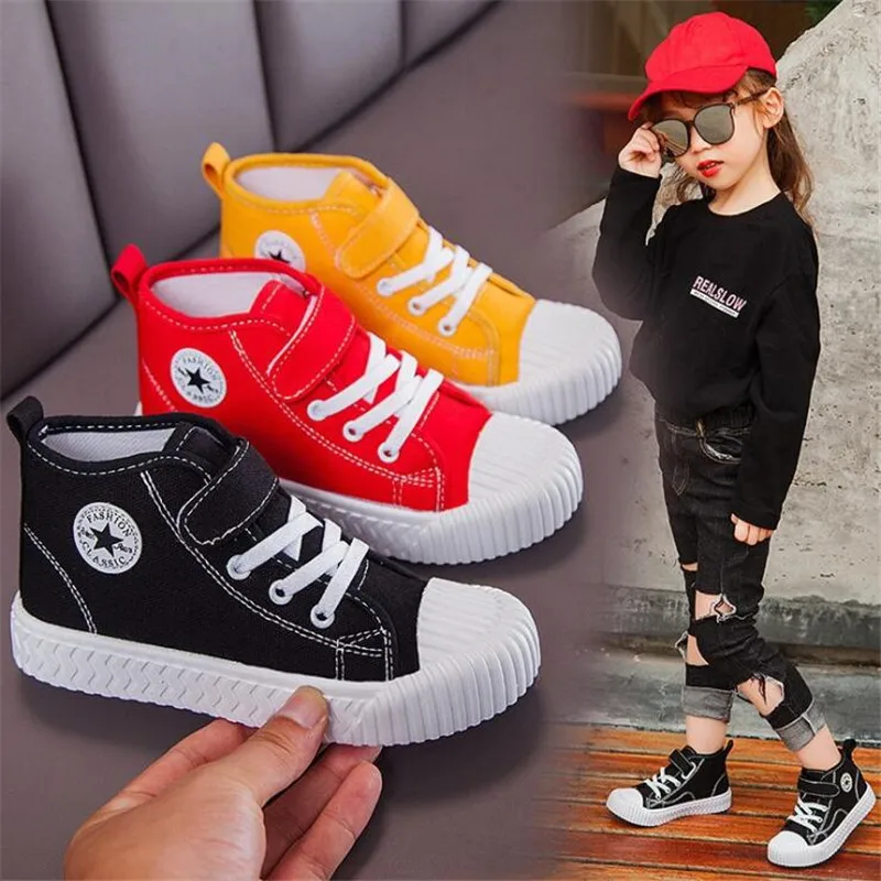 

Unisex Children Canvas Shoes for Girls White Sneakers Boys Flat Sport Shoes Breathable Fashion Kids Casual Student Running Shoes